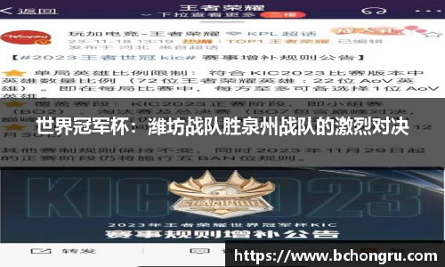 世界冠军杯：潍坊战队胜泉州战队的激烈对决