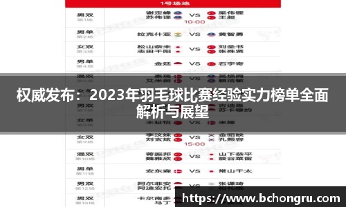 权威发布：2023年羽毛球比赛经验实力榜单全面解析与展望